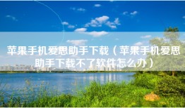 苹果手机爱思助手下载（苹果手机爱思助手下载不了软件怎么办）