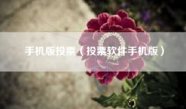 手机版投票（投票软件手机版）